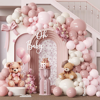 Dusty Blue Balloon Arch Garland Kit, 141 Pcs Sand White Baby Blue White Balloons for Baby Shower Decorations, Gender Reveal, Birthday, Wedding Decoration