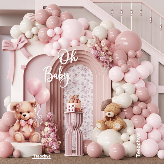 Dusty Blue Balloon Arch Garland Kit, 141 Pcs Sand White Baby Blue White Balloons for Baby Shower Decorations, Gender Reveal, Birthday, Wedding Decoration