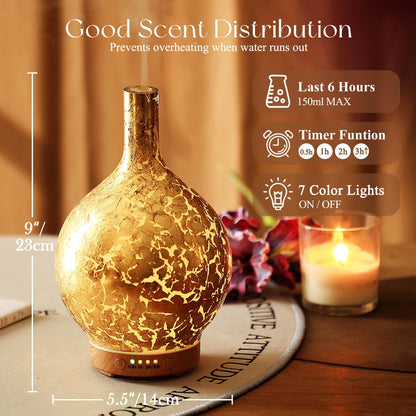 Porseme 3D Essential Oil Diffuser Cool Mist Humidifier Ultrasonic Aromatherapy Diffuser,150ml Last 6h,Auto Shut-Off,Air Refresh,Decoration for Home,Office,Yoga,Baby,Sleep