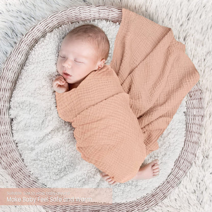 Swaddle Baby Blanket: Waffle Blanket with Satin Strim - Soft Breathable Toddler Blanket for Nursing Cover - Cotton Crib Blanket for Naptime（Cream）