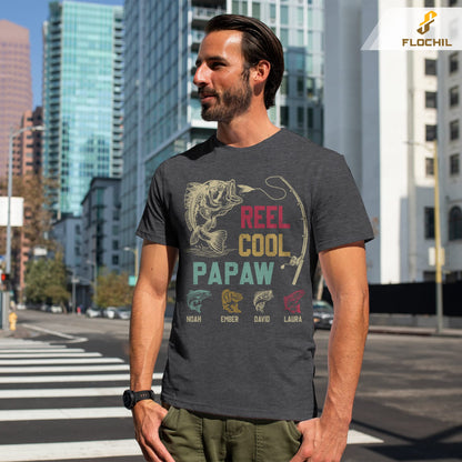 FLOCHIL Personalized Dad Fishing Shirt with Kids Names, Custom Fathers Day Fishing Shirt, Gifts for Dad, Fathers Day