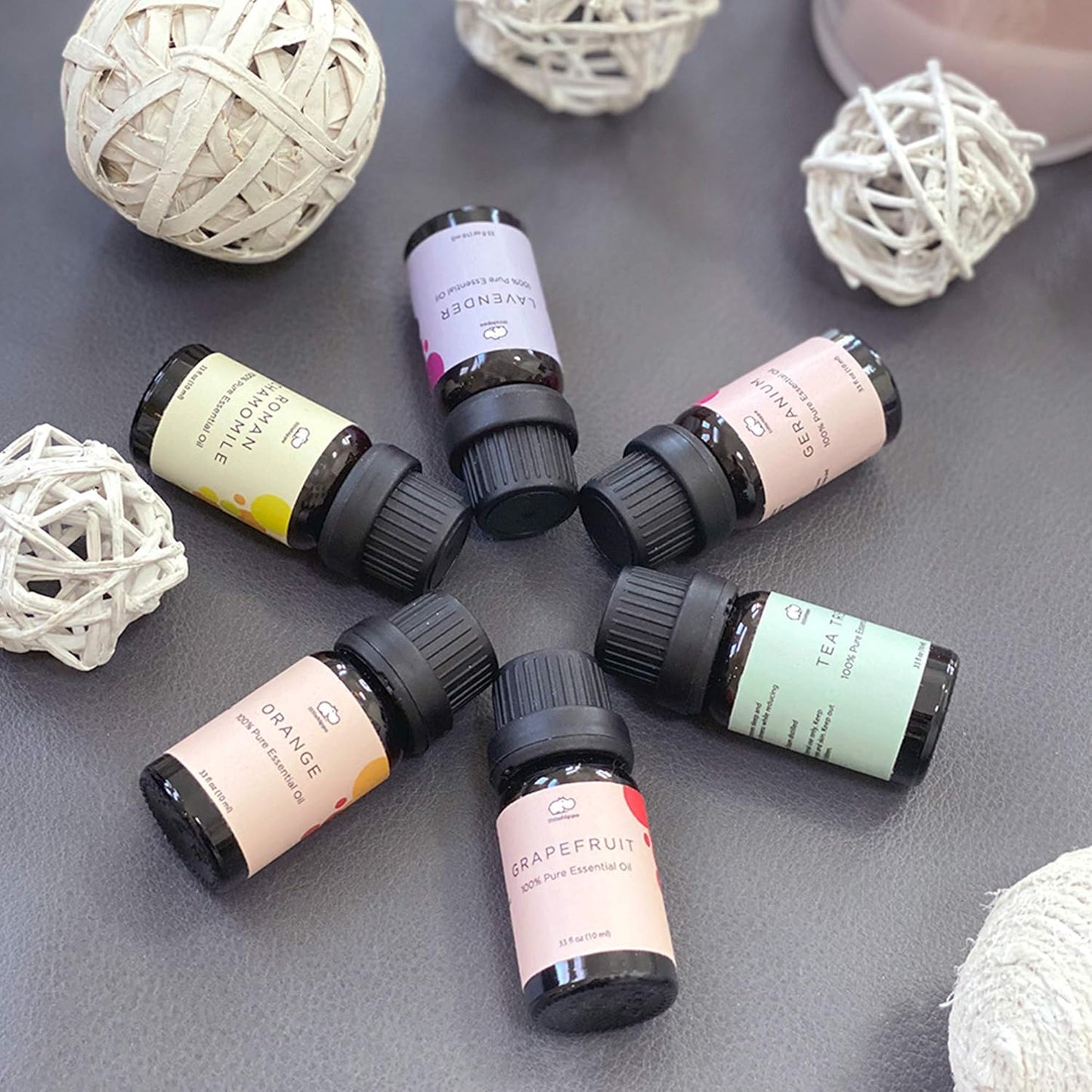 LittleHippo Set of 6 Premium 100% Pure Essential Oils 10ml Specially Formulated for Kids/Children for Use with WISPI (Lavender, Tea Tree, Geranium, Roman Chamomile, Grapefruit, Orange)