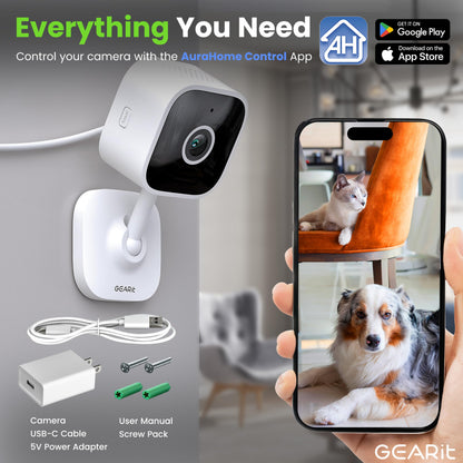 GEARit Baby Monitor with Camera & Audio 2K Video with Motion & Crying Detection, 2 Way Audio Easy WiFi Setup, Remote Monitoring - Easy to Set Crib Monitor with Adjustable Stand