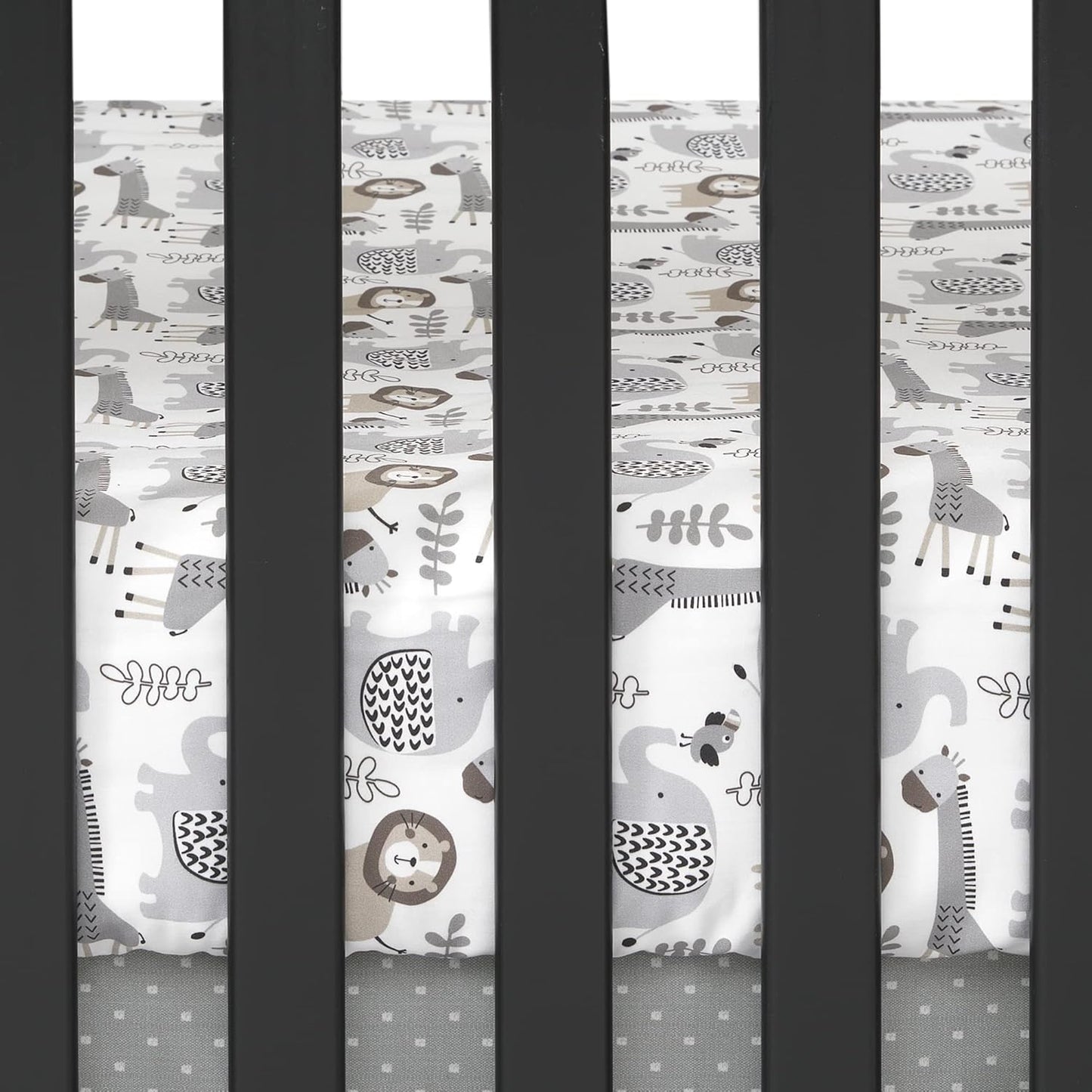 Lambs & Ivy Urban Jungle 4-Piece Crib Bedding Set - Gray, Brown, White, Jungle
