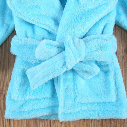 Qiylii Unisex Baby Plush Bathrobe Plain Kimono Gown Newborn Toddler Girls Boys Towel Robe Nightwear Clothes