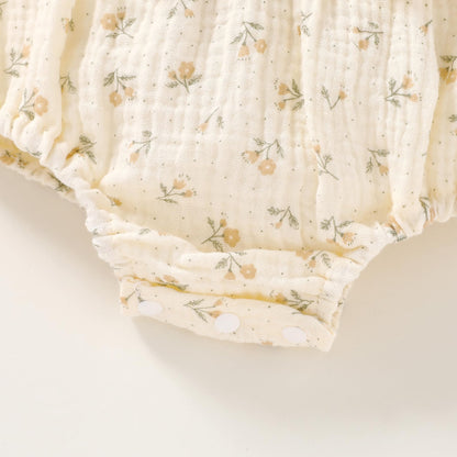 YOUNGER TREE Newborn Baby Girl Clothes Ruffle Sleeve Rompers Infant Backless Floral Jumpsuit Summer Outfits with Headband