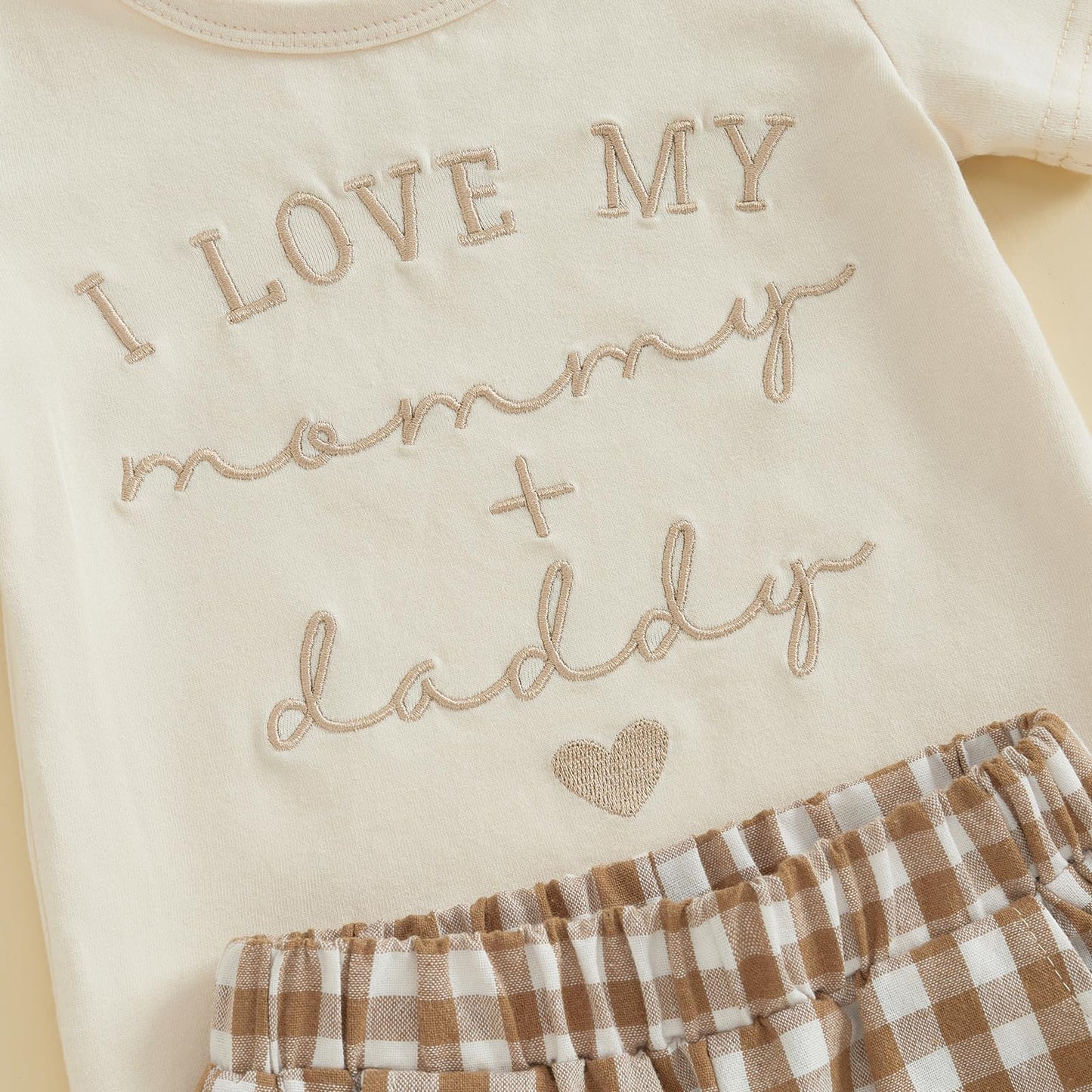 NZNDSHD Baby Boy Summer Clothes Daddys/Mamas Boy Matching Outfit Short Sleeve Embroidery T-shirt Plaid Toddler Shorts Set