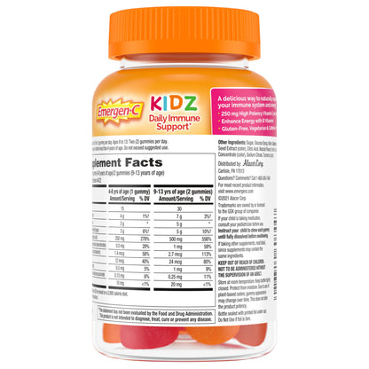 Emergen-C Kidz Daily Immune Support Dietary Supplements, Flavored Gummies with Vitamin C and B Vitamins for Immune Support, Berry Bash - 44 Count
