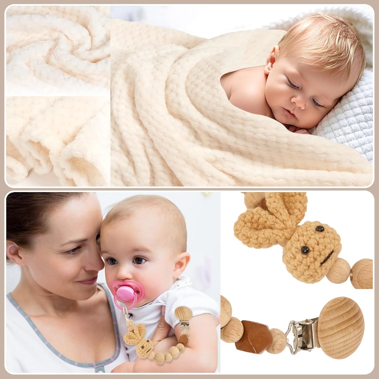 Baby Gift Set for Newborn – Handprint & Footprint Photo Frame, Bunny Rattle, Blanket, Socks, Towel Bear, Carriage Pendant, Nipple Clip – Newborn Baby Gift Basket for Boys & Girls