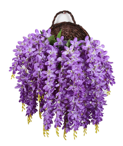 Duovlo Silk Wisteria Flower Artificial 2.13 Feet Hanging Wisteria Vine Fake Flower Bush String Home Party Wedding Decoration,Pack of 4 (Pink)
