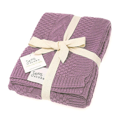 Knit Baby Blanket in Elegant Pattern, Organic Cotton Blankets for Crib or Stroller, Receiving Blankets - Salt White