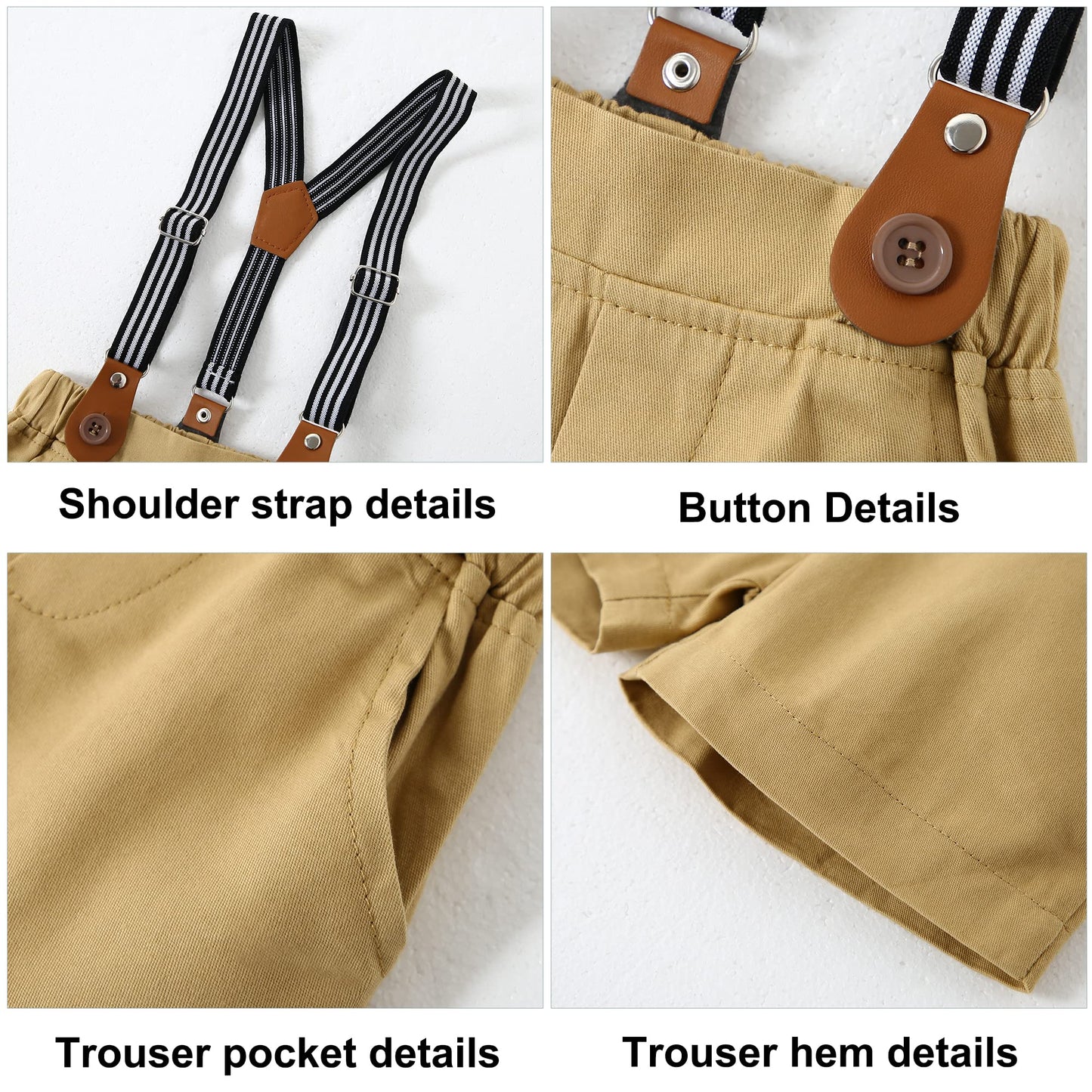 ZOEREA Baby Boy Clothes Suit Infant Short Sleeve Gentleman Outfits Dress Shirt+Bowtie+Suspender Shorts 0-18M