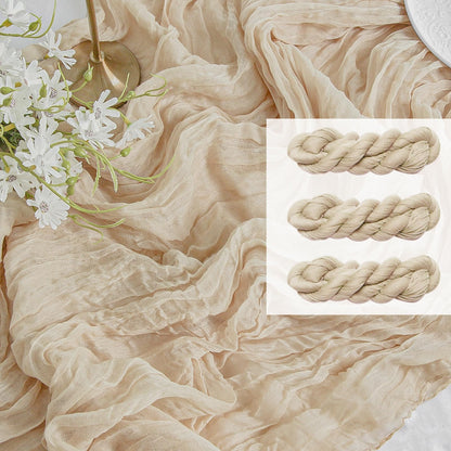 FEXIA Beige Cheesecloth Table Runner 35x120 Inches Ivory Gauze Rustic Boho Spring Easter Table Runner for Engagement Party Decorations Bridal Shower Wedding Party First Communion Centerpiece