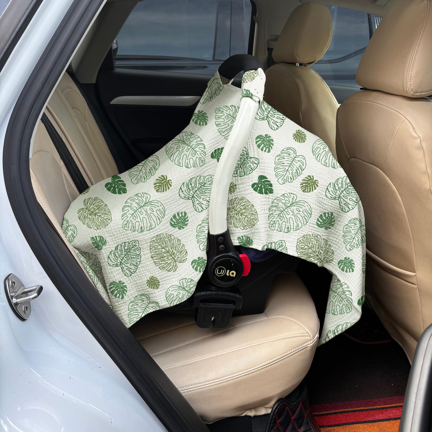 100% Muslin Cotton Car Seat Cover Baby, Carseat Canopy Cover, Universal Fit Stroller Covers for Boys and Girls (Summer Wheat)