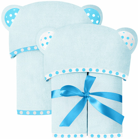 Set of 2 Hooded Baby Towels – White and Grey – Luxurious, Large and Super Absorbent – 30 x 30 Inch – Soft and Suitable for Infants, Toddlers and Kids – 400 GSM