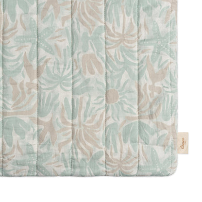 Crane Baby Quilted Changing Pad Cover with Animal Print, Breathable Cotton Sateen, Fits Standard 16”X32” Pads, Ocean Whale Blue