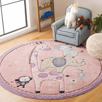 SAFAVIEH Carousel Kids Collection Accent Rug - 4' x 6', Ivory, Animal Design, Non-Shedding & Easy Care, Ideal for High Traffic Areas for Boys & Girls in Playroom, Nursery, Bedroom (CRK120A)
