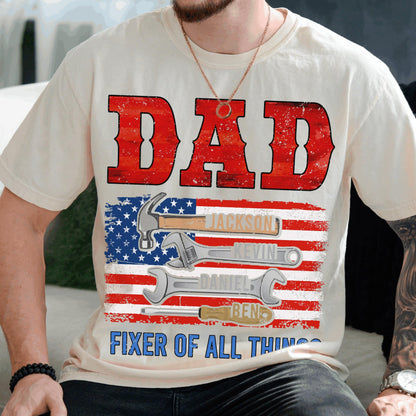 Personalized Fathers Day Shirts for Dad, Grandpa Shirt with Grandkids Names, Gifts for Dad Hunting Fishing