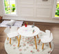UTEX Kids Wood Table and Chair Set, Kids Play Table with 2 Chairs,3 Pieces Kids Round Table for Toddlers, Girls, Boys,White