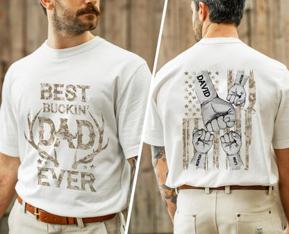 Personalized Fathers Day Shirts for Dad, Grandpa Shirt with Grandkids Names, Gifts for Dad Hunting Fishing