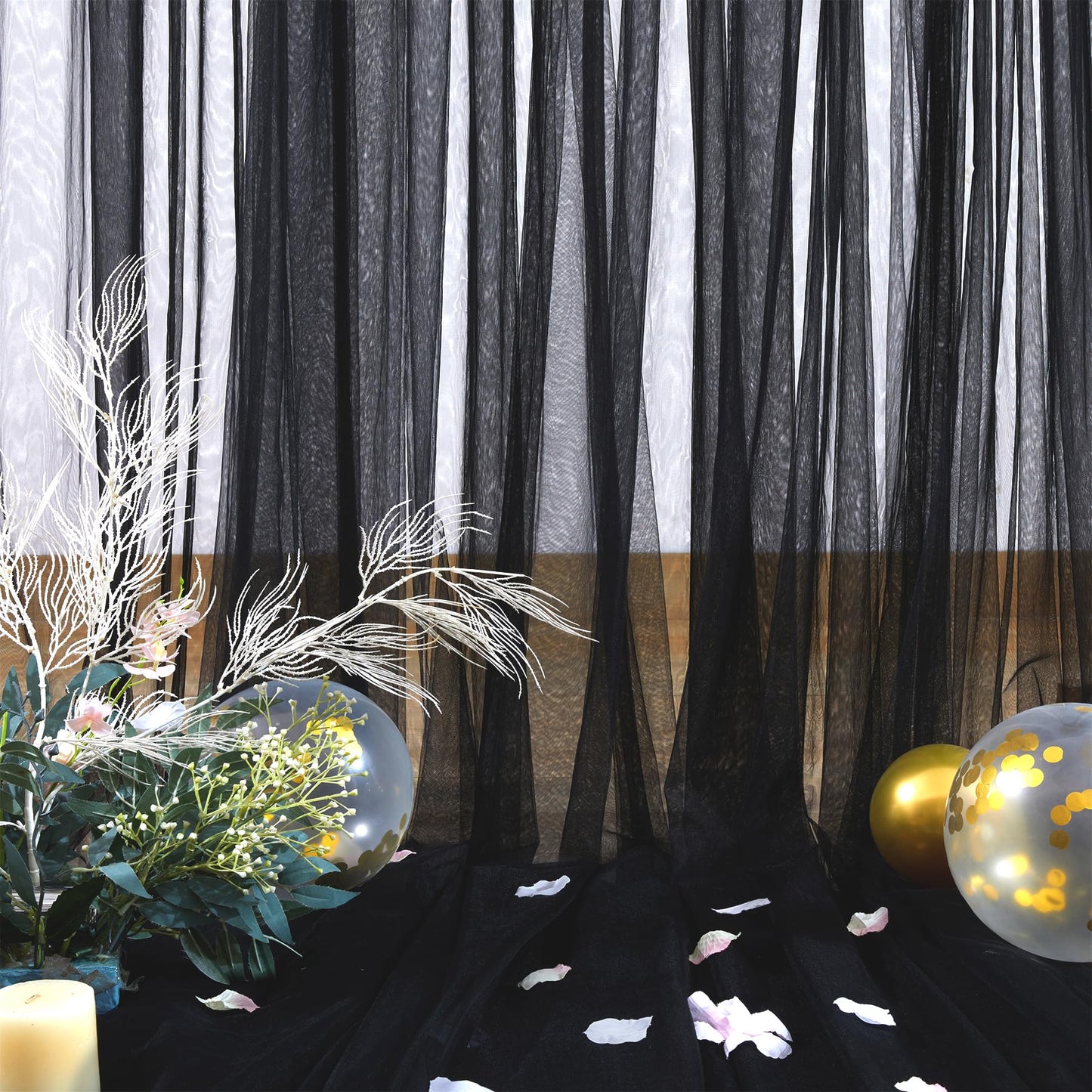 Champagne Tulle Backdrop Curtain for Parties Wedding 10ft×8ft Champagne Sheer Backdrop Curtains for Baby Shower Bridal Shower Reception Birthday Party Christmas Photoshoot Decorations 2 Panels