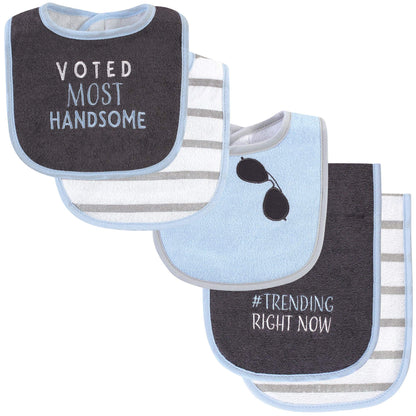 Hudson Baby Unisex Baby Cotton Terry Bib and Burp Cloth Set, Dinner Date, One Size