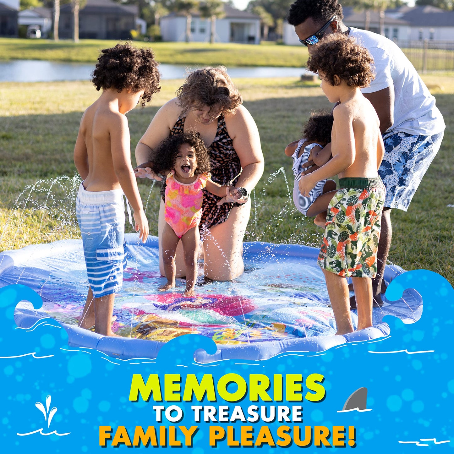 SplashEZ 3-in-1 Splash Pad, Sprinkler for Kids & Baby Pool for Learning – Toddler Sprinkler Pool, 60’’ Outside Water Toys – “from A to Z” Outdoor Play Mat for Babies & Toddlers