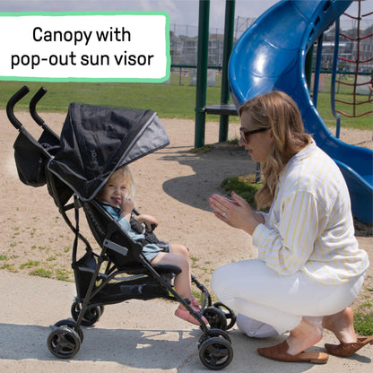 Summer by Ingenuity 3D Mini Convenience Stroller – Lightweight Stroller with Compact Fold, Multi-Position Recline, Canopy with Pop Out Sun Visor and More – Umbrella Stroller for Travel, Pink