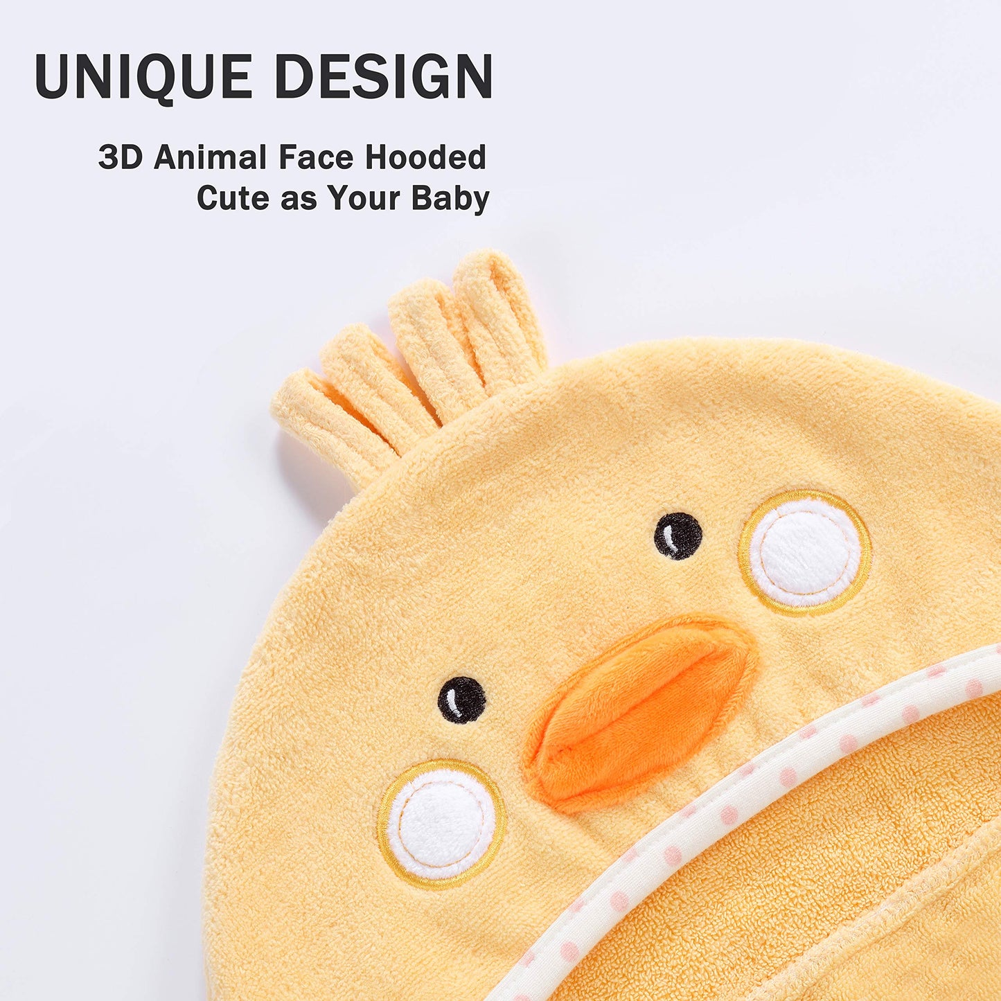 Baby Hooded Towel with Unique Animal Design Ultra Soft Thick Cotton Bath Towel for Newborn (Bunny)