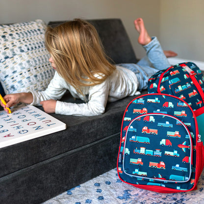 Wildkin 12-inch Kids Backpack – Padded, Adjustable, Ideal for Daycare & Travel - Trains, Planes, and Trucks