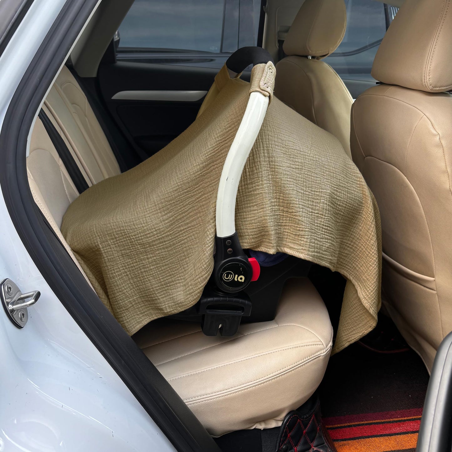 100% Muslin Cotton Car Seat Cover Baby, Carseat Canopy Cover, Universal Fit Stroller Covers for Boys and Girls (Summer Wheat)