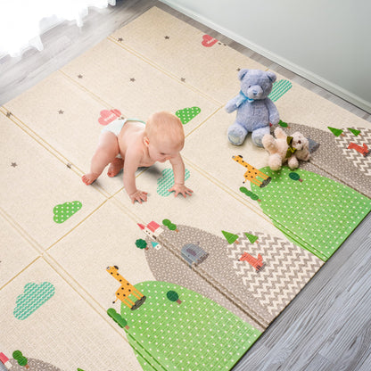 Sorbus Foldable Baby Play Mat, Kids Foam Mats for Floor with Travel Bag - Waterproof Foldable Play Mats for Babies, Infants, Toddlers, and Kids Playtime & Tummy Time 78x70x0.4 (Safari Party)