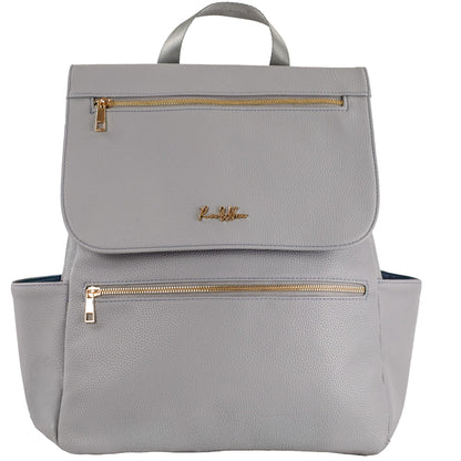 Premium Vegan Leather Diaper Bag Backpack – Large Designer Baby Bag, Stylish Diaper Backpack with Stroller & Crossbody Straps & Multiple Compartments (Powder Blue)