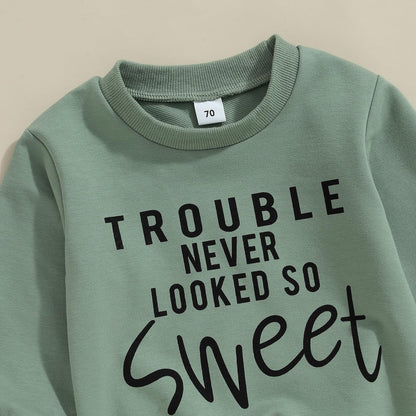Toddler Baby Boy Fall Clothes Letter Print Long Sleeve Sweatshirt Elastic Pants Cute Kids Winter Outfits