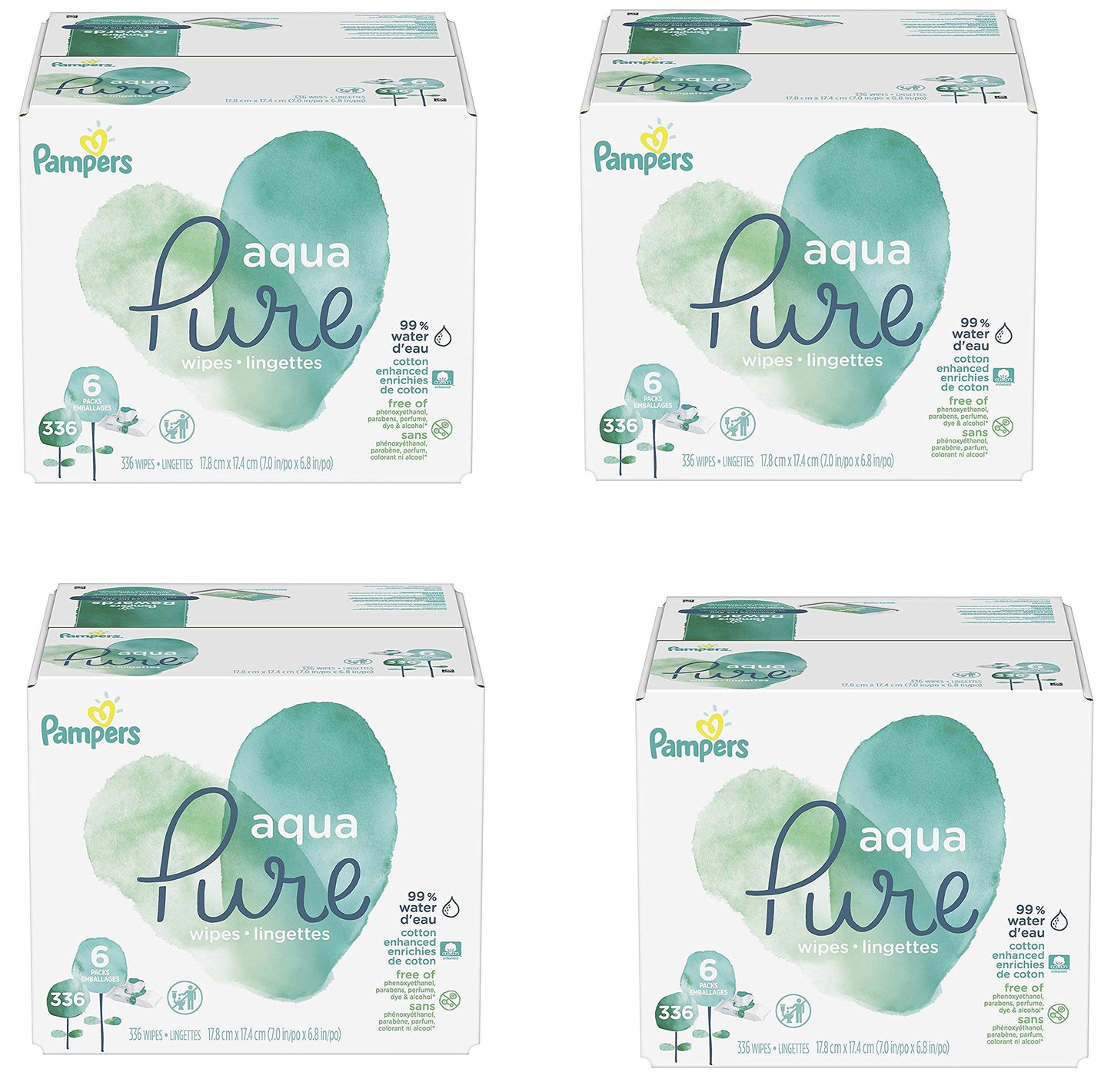 Pampers Baby Wipes Aqua Pure, 99% water-based wipes, Hypoallergenic and Unscented Infant Wipe, 896 Total (16 Flip-Top Packs)