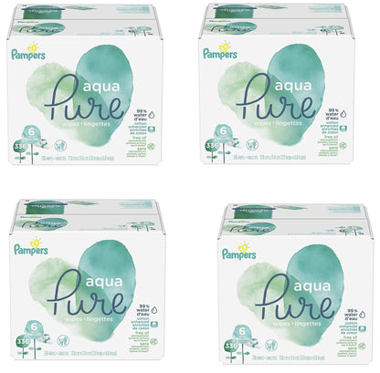 Pampers Baby Wipes Aqua Pure, 99% water-based wipes, Hypoallergenic and Unscented Infant Wipe, 896 Total (16 Flip-Top Packs)
