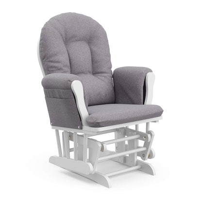 Storkcraft Premium Hoop Glider and Ottoman (Espresso Base, Gray Cushion) – Padded Cushions with Storage Pocket, Smooth Rocking Motion, Easy to Assemble, Solid Hardwood Base