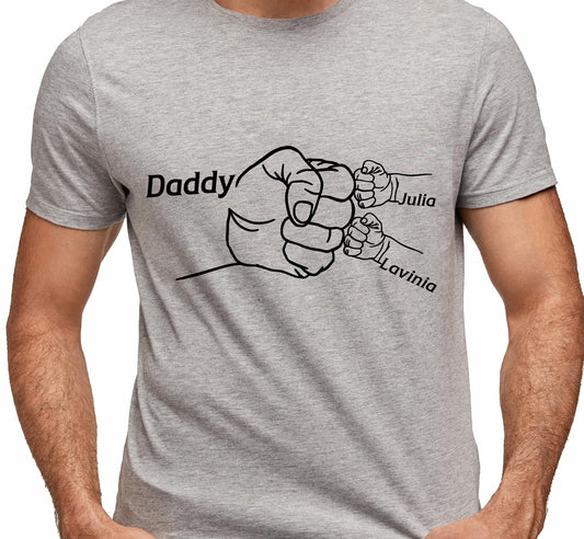 Personalized Fathers Day Gifts, Custom Child Fist Bump Shirt, Custom Dad, Grandpa Shirt, Customizable Daddy Shirt with Kid's Name, Christmas Gifts for Dad from Daughter and Son, Husband Gifts