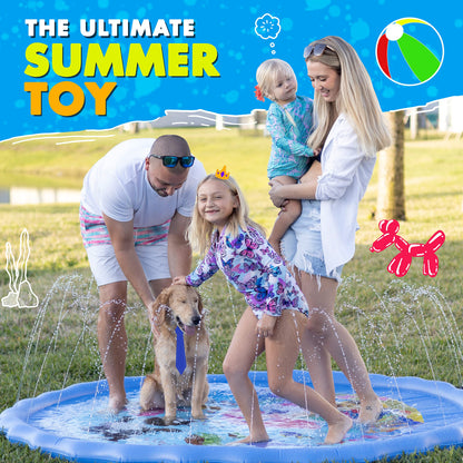 SplashEZ 3-in-1 Splash Pad, Sprinkler for Kids & Baby Pool for Learning – Toddler Sprinkler Pool, 60’’ Outside Water Toys – “from A to Z” Outdoor Play Mat for Babies & Toddlers