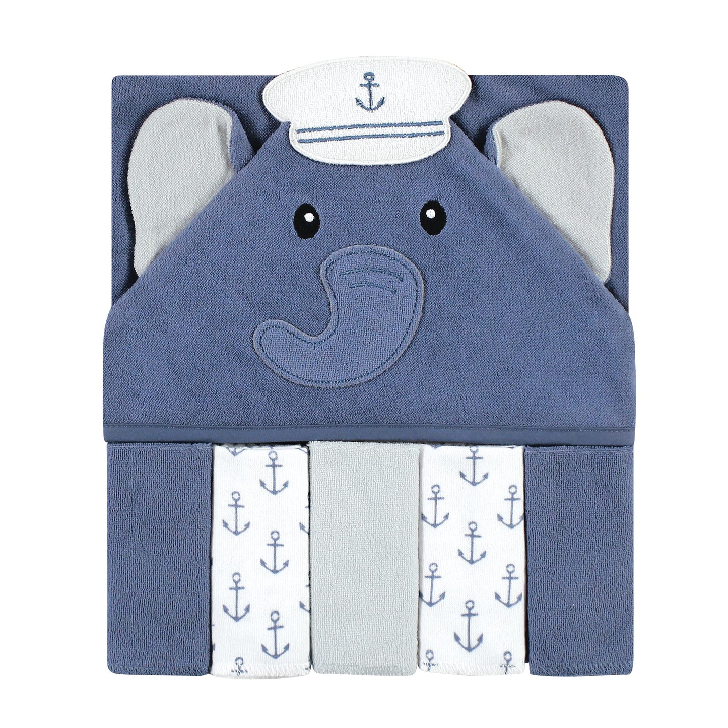 Hudson Baby Unisex Baby Hooded Towel and Five Washcloths, Modern Giraffe, One Size