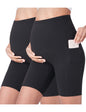 POSHDIVAH Women's Maternity Yoga Shorts Over The Belly Bump Summer Workout Running Active Short Pants with Pockets 5"/8"