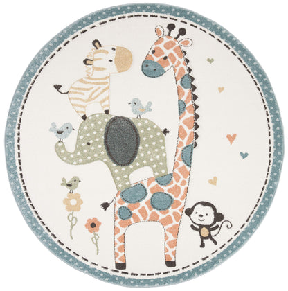 SAFAVIEH Carousel Kids Collection Accent Rug - 4' x 6', Ivory, Animal Design, Non-Shedding & Easy Care, Ideal for High Traffic Areas for Boys & Girls in Playroom, Nursery, Bedroom (CRK120A)