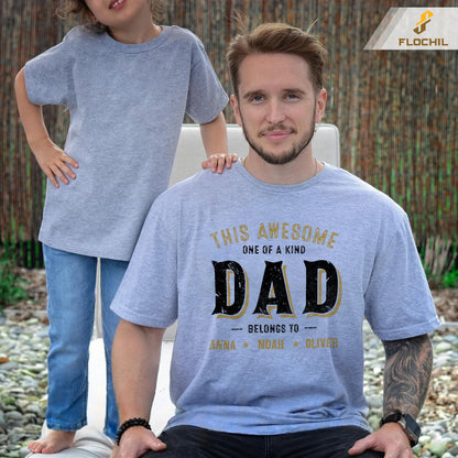 FLOCHIL Personalized Dad Shirt for Men, Custom Dad Shirt with Kids Names, Customized Fathers Day T Shirt, Gifts for Dad