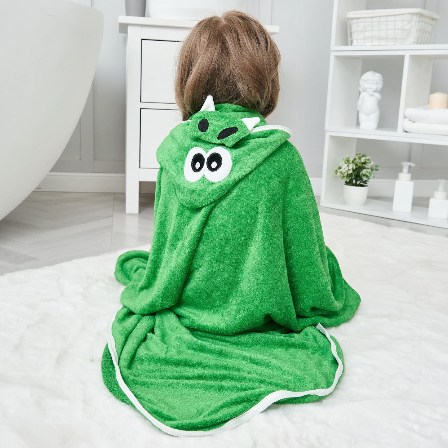 HIPHOP PANDA Hooded Towel - Rayon Made from Bamboo, Bath Towel with Bear Ears for Newborn, Babie, Toddler, Infant - Absorbent Large Baby Towel - Yellow Duck, 30 x 30 Inch