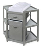 Badger Basket Diaper Corner Baby Changing Table – Space-Saving White Nursery Station with Hamper, Basket & Changing Pad