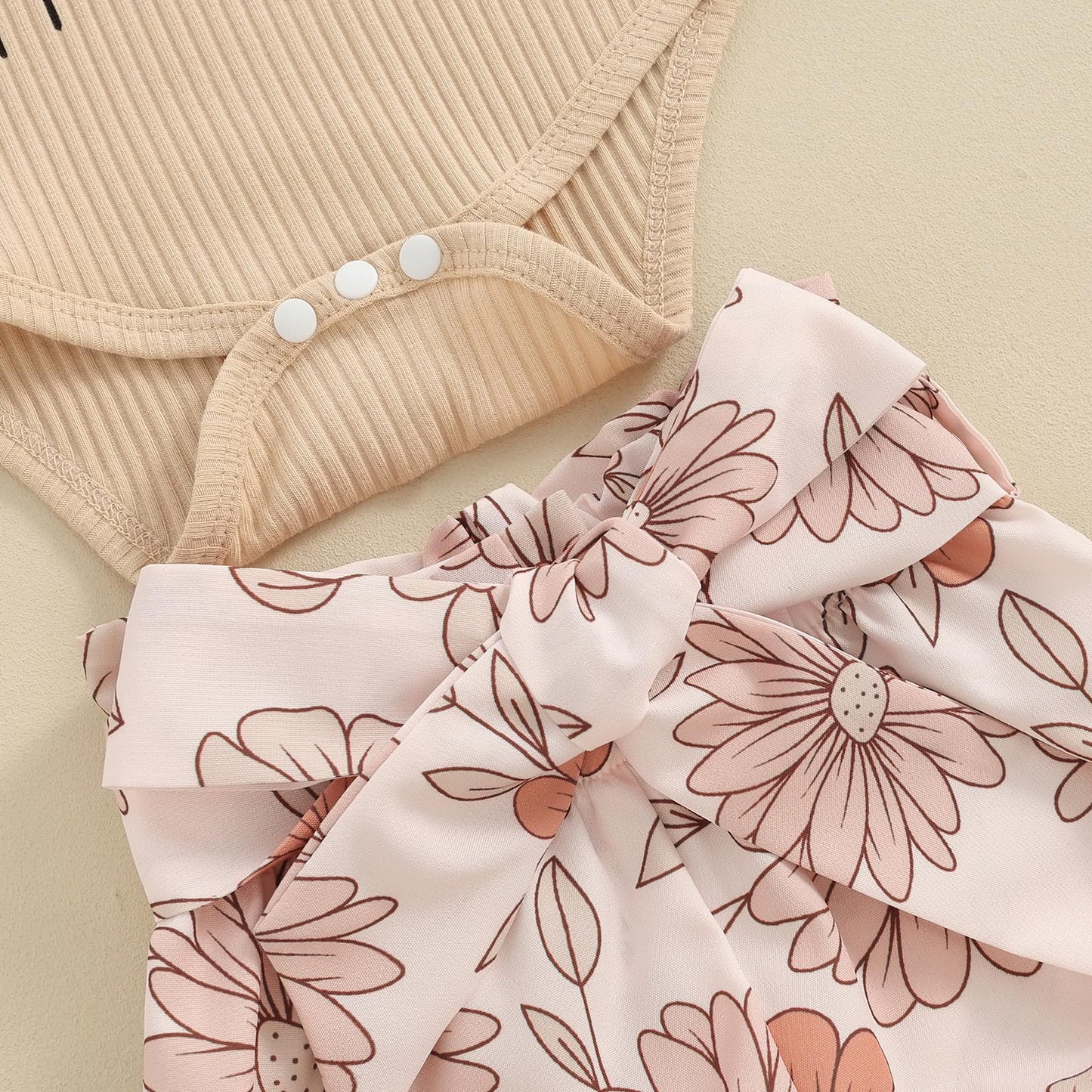 Hello World Newborn Outfit Baby Girl Going Home Outfit Ruffle Ribbed Romper Top Floral Pants Set Cute Summer Clothes