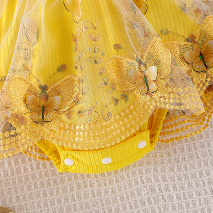 Baby Girl Clothes Newborn Summer Outfits Butterflies Embroidery Tulle Ruffle Sleeveless Infant Romper 0-18 Months