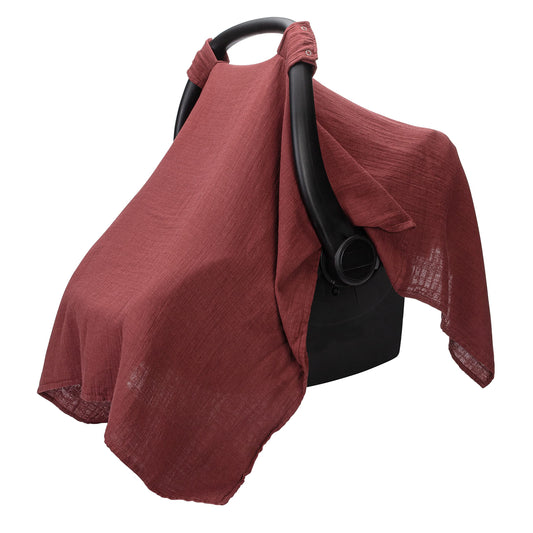 Comfy Cubs Baby Car Seat Cover - Soft, Breathable Bamboo Rayon and Muslin Cotton Blend - Lightweight Canopy for Sun, Bug, and Comfort Protection - Large Size Infant Seat Cover in Sage Design