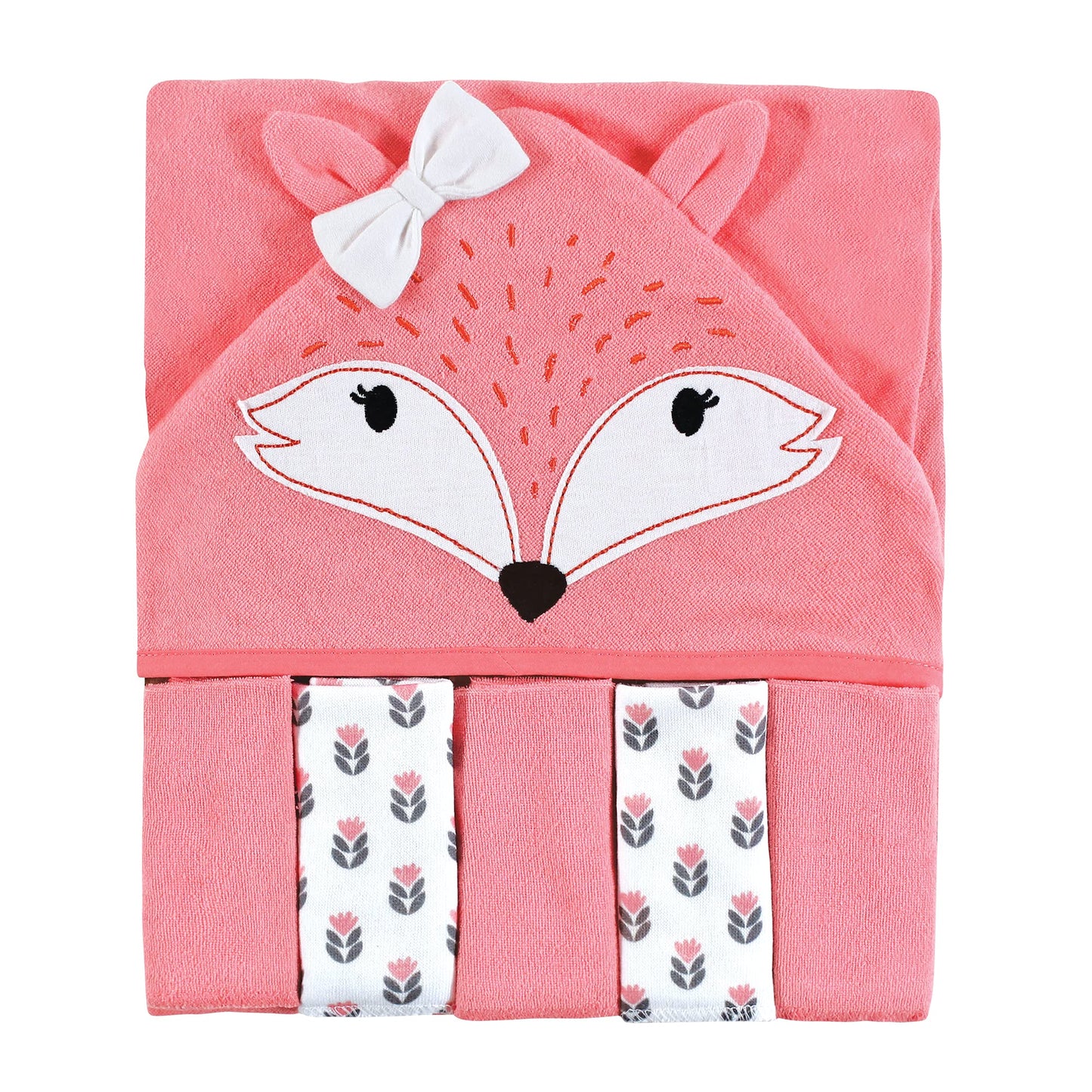 Hudson Baby Unisex Baby Hooded Towel and Five Washcloths, Modern Giraffe, One Size