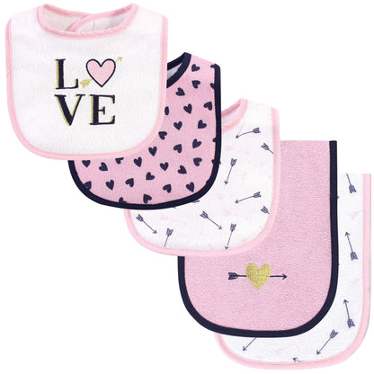 Hudson Baby Unisex Baby Cotton Terry Bib and Burp Cloth Set, Dinner Date, One Size
